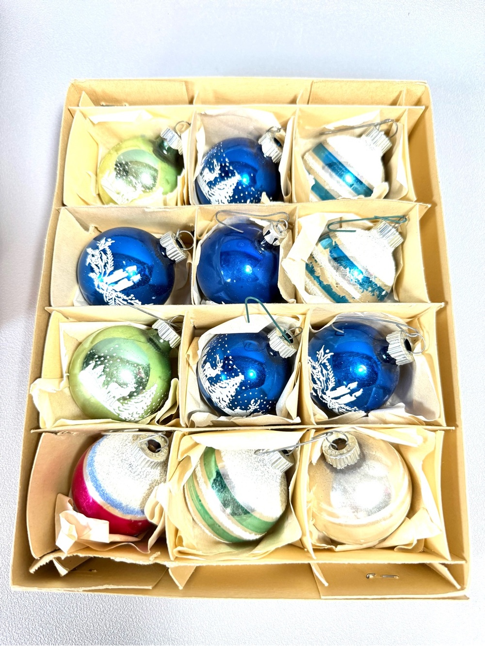 Vintage Shiny Brite Mixed Lot of 12 Glass Ball Ornaments